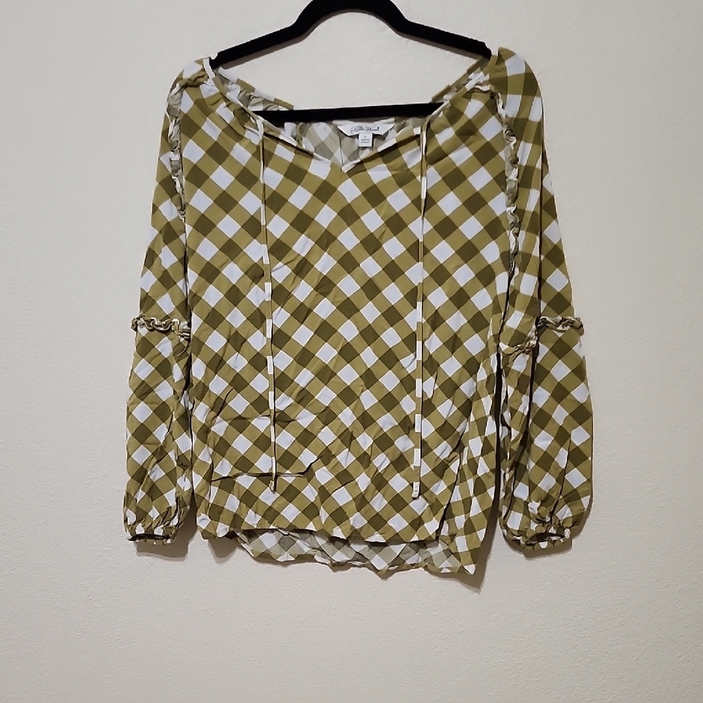 Stylish Green Checkered Women's Top - Picture 1 of 11